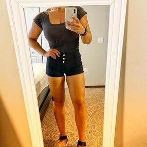 High Waisted Black Shorts